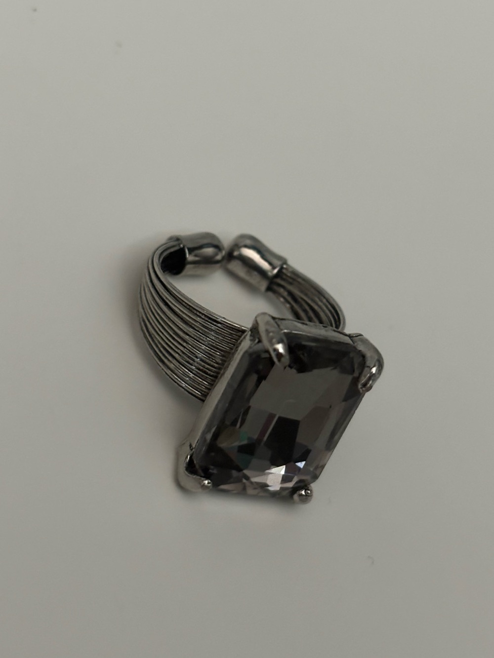 Gunmetal Rectangle Glass Ring